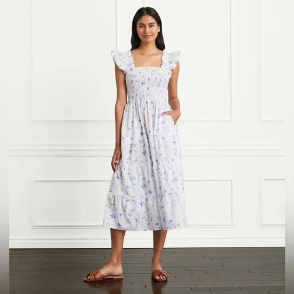 Hill House Ellie Nap Dress in Blue Botanical, Size Small